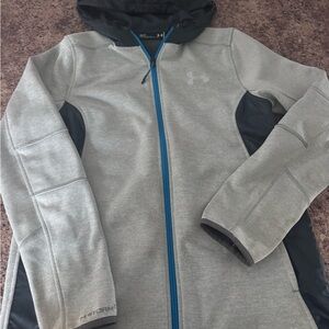 Under Armour Gray, Black and Blue Fleece Lined Jacket with Hood